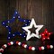 3 Pieces 4th of July Star Tabletop Decorations Patriotic Star Light up Wooden Sign Independence Day Tabletop Centerpiece Red White Blue Wood Decor for Memorial Day Tiered Tray Table Home Decor